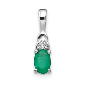 14k White Gold Emerald and Diamond Pendant - XB-14025B4C-8359