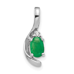 14k White Gold Emerald and Diamond Pendant - XB-DF560C89-6593