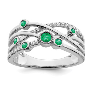 14k White Gold Emerald and Diamond Ring - RM-9F58CC5C-5613
