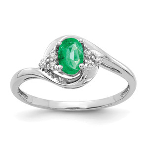 14k White Gold Emerald and Diamond Ring - XB-34612960-6049