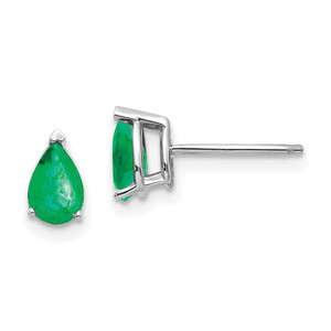 14k White Gold Emerald Earrings - XE-FBCA5D1A-6265