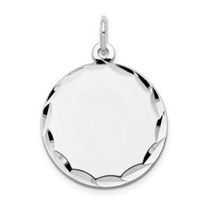 14k White Gold Etched .035 Gauge Engraveable Round Disc Charm