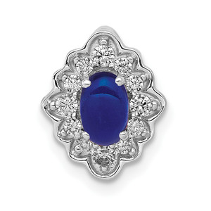 14k White Gold Fancy Diamond and Cabochon Sapphire Chain Slide