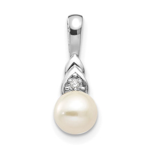 14k White Gold FW Cultured Pearl and Diamond Pendant - XB-9690C824-6731