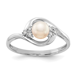 14k White Gold FW Cultured Pearl and Diamond Ring - XB-5BAADD59-1277