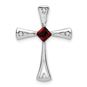 14k White Gold Garnet and Diamond Cross Chain Slide - PM-6AD2FADD-6677