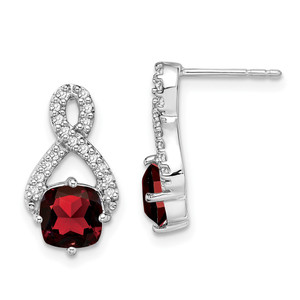 14k White Gold Garnet and Diamond Earrings - EM-45945406-7732