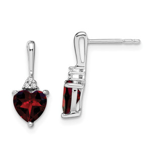 14k White Gold Garnet and Diamond Heart Earrings - EM-3D4D17C6-3560