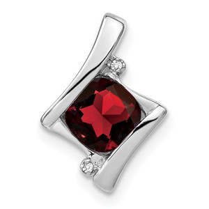 14k White Gold Garnet and Diamond Pendant - PM-9202FFE5-6239