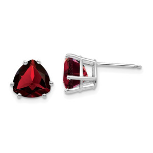 14k White Gold Garnet Trillion Stud Earrings - XE-8E6C116D-2001