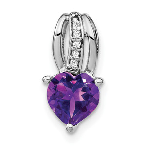 14k White Gold Heart Amethyst and Diamond Pendant - PM-9E319FE7-1599