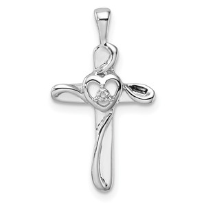 14k White Gold Heart Cross Mounting