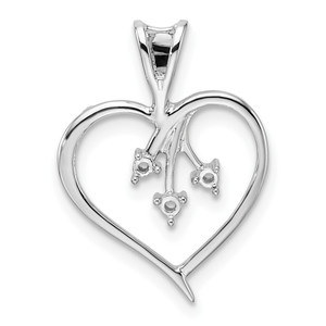 14k White Gold Heart Pendant Mounting - PM-E417913C-5005