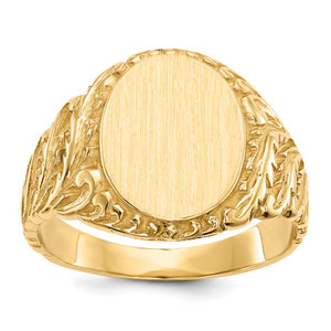 14k 10.5x13.0mm Closed Back Mens Signet Ring