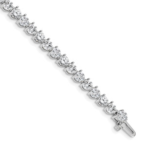 14k White Gold Holds 10.2 carat 34-4.3mm Round Diamond 3-prong 7 inch Tennis Bracelet Mounting