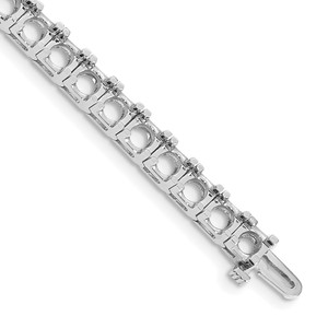 14k White Gold Holds 17 carat 33-5.1mm Round Diamond 4-prong 7 inch Tennis Bracelet Mounting