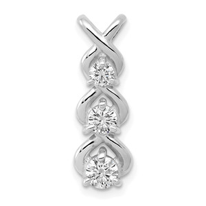 14k White Gold Holds 3 Stone Criss-Cross Chain Slide Mounting