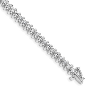 14k White Gold Holds 3.31 carat 42-2.7mm Round Diamond Fancy Spiral 7 inch Tennis Bracelet Mounting