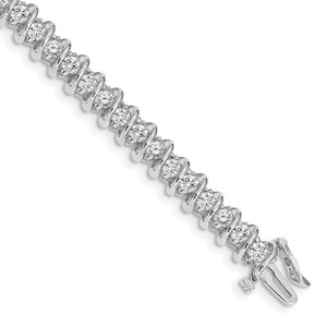 14k White Gold Holds 3.72 carat 40-2.9mm Round Diamond Fancy Spiral 7 inch Tennis Bracelet Mounting