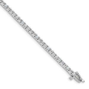 14k White Gold Holds 3.92 carat 57-2.6mm Round Diamond 4-prong 7 inch Tennis Bracelet Mounting