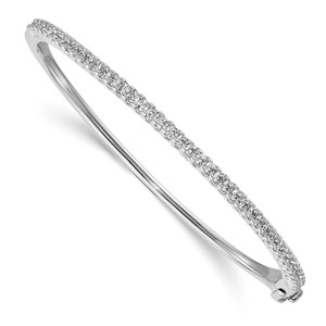 14k White Gold Holds 40 2.0mm Stones 2.0ct Hinged Bangle Mounting