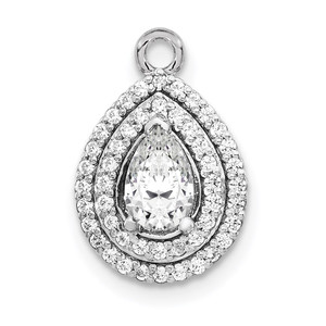 14k White Gold Holds 6x4 Pear-shape Center 1/4 carat VS Diamond Semi-mount Pendant