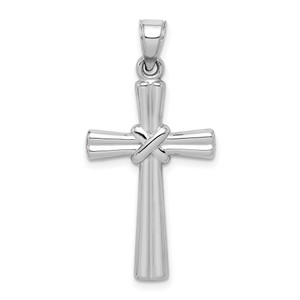 14k White Gold Hollow Cross Pendant - D3-EC2975F2-5033