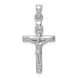14k White Gold Hollow Crucifix Pendant - XR-3CDDD1F3-6078