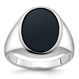 14k White Gold IBGoodman Men's Oval Onyx Complete Ring - B8-F5509B84-3576