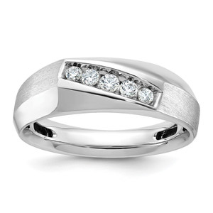 14k White Gold IBGoodman Men's Polished & Satin 5-Stone Ring Mounting - B6-4468132A-7860