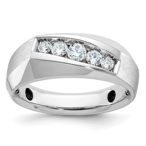 14k White Gold IBGoodman Men's Polished & Satin 5-Stone Ring Mounting - B6-6F2C78FD-6261