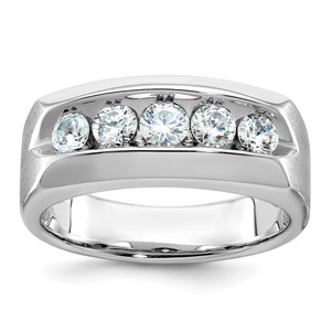 14k White Gold IBGoodman Men's Polished & Satin 5-Stone Ring Mounting - B6-EF7D0867-3490