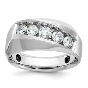 14k White Gold IBGoodman Men's Polished & Satin 5-Stone Ring Mounting - B6-FC4D37B6-9758