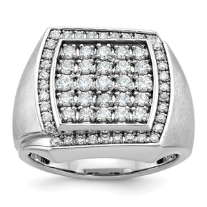 14k White Gold IBGoodman Men's Polished & Satin Cluster Ring Mounting - B5-A8F9EE35-1335