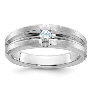 14k White Gold IBGoodman Men's Polished and Satin 1/6 carat Diamond Complete Ring - B5-F5F41287-3832