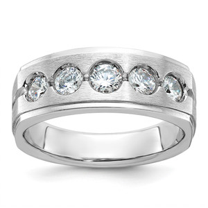 14k White Gold IBGoodman Men's Polished and Satin Diamond Ring Mounting - B5-40FD48E3-1356