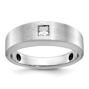 14k White Gold IBGoodman Men's Polished and Satin Diamond Ring Mounting - B6-3ABA6AF2-5145