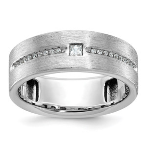 14k White Gold IBGoodman Men's Polished and Satin Ring Mounting - B6-BCD8F75F-5751
