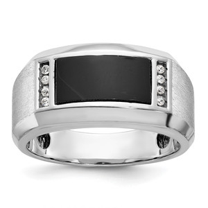 14k White Gold IBGoodman Men's Satin Onyx and Diamond Ring Mounting - B5-1FE63F80-9711