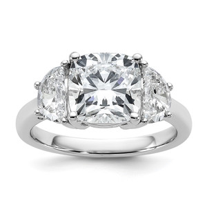 14k White Gold Lab Grown Diamond VS/SI+ G+ Cushion & 1/2 Moon 3 Stone Semi-mount Engagement Ring - RM-56AF1671-9847