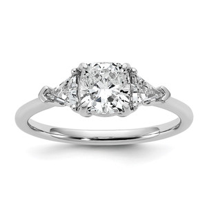14k White Gold Lab Grown Diamond VS/SI+ G+ Cushion & Trillion 3 Stone Semi-mount Engagement Ring - RM-21FFFB92-3130