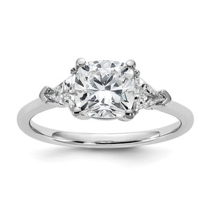 14k White Gold Lab Grown Diamond VS/SI+ G+ Cushion & Trillion 3 Stone Semi-mount Engagement Ring - RM-4B7A7FF2-4143