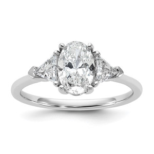 14k White Gold Lab Grown Diamond VS/SI+ G+ Oval & Trillion 3 Stone Semi-mount Engagement Ring - RM-4061194A-2020