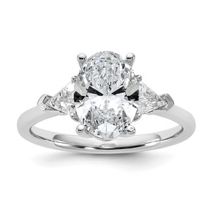 14k White Gold Lab Grown Diamond VS/SI+ G+ Oval & Trillion 3 Stone Semi-mount Engagement Ring - RM-7B6339BD-4412