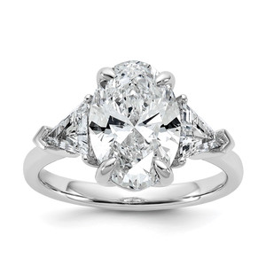 14k White Gold Lab Grown Diamond VS/SI+ G+ Oval & Trillion 3 Stone Semi-mount Engagement Ring - RM-CEE55FEB-1187