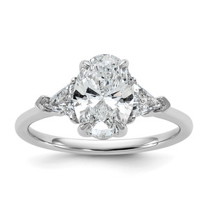 14k White Gold Lab Grown Diamond VS/SI+ G+ Oval & Trillion 3 Stone Semi-mount Engagement Ring - RM-D0ADEE6C-6444