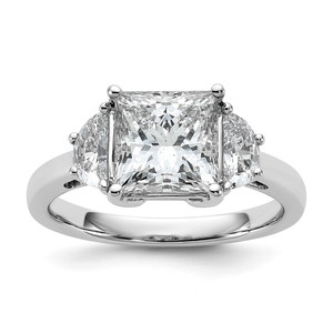 14k White Gold Lab Grown Diamond VS/SI+ G+ Princess & 1/2 Moon 3 Stone Semi-mount Engagement Ring - RM-BDF6C21C-7854