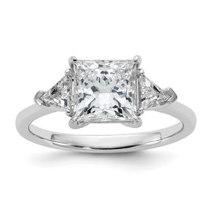14k White Gold Lab Grown Diamond VS/SI+ G+ Princess & Trillion 3 Stone Semi-mount Engagement Ring - RM-07D7A316-5481