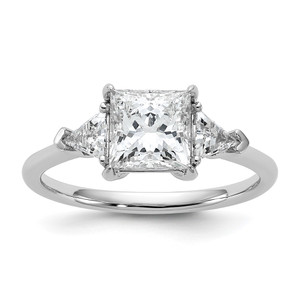 14k White Gold Lab Grown Diamond VS/SI+ G+ Princess & Trillion 3 Stone Semi-mount Engagement Ring - RM-C7FD014B-2893