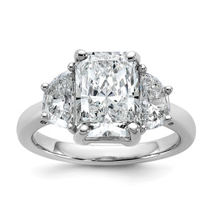 14k White Gold Lab Grown Diamond VS/SI+ G+ Radiant & 1/2 Moon 3 Stone Semi-mount Engagement Ring - RM-0BF820B7-2086